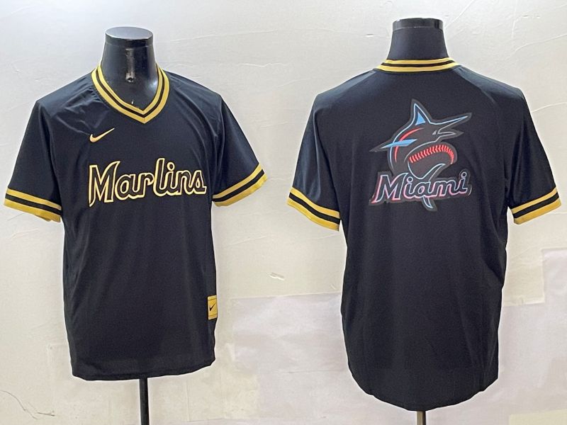 Men Miami Marlins Blank Black Gold Game 2025 Nike MLB Jersey style 2